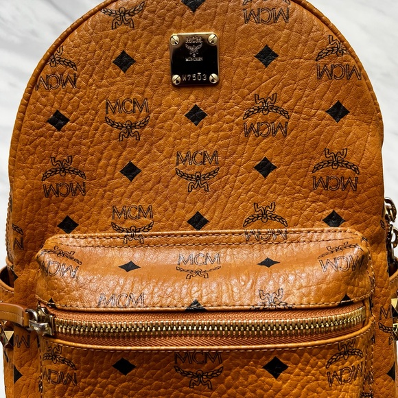 MCM Stark Side Stud Backpack Cognac - Picture 6 of 12